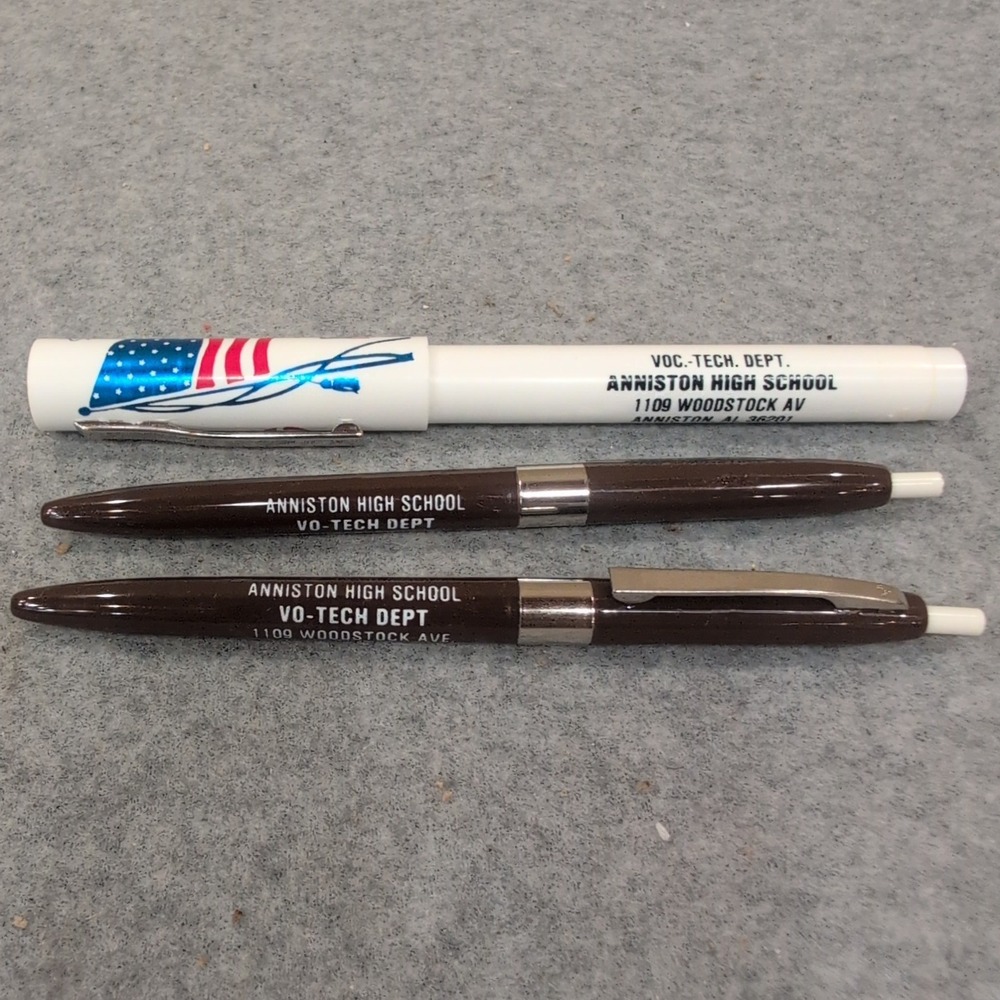 Vintage Anniston High School Vo-Tech Dept Pens and Marker Set Alabama 3pc - Picture 1 of 3